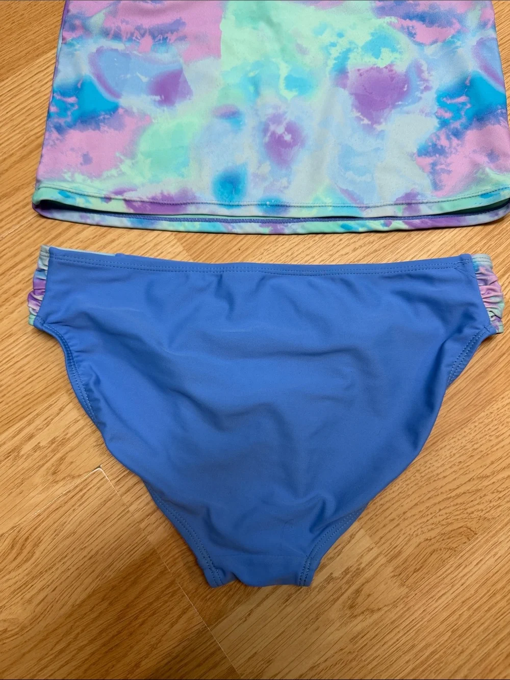 Wonder Nation Girls XL 14-16 Tie Dye Two Piece Tankini Swimsuit Blue